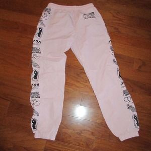Broken Promises Fake Fairytail Crinkle Track Pants Joggers Pink Women’s Size S